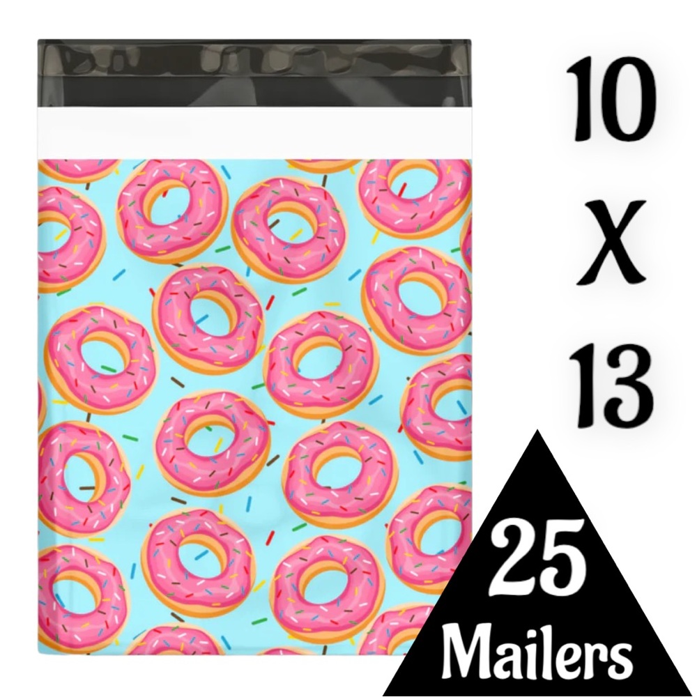 25 10X13 Poly Mailers Donuts And Sprinkles, Shipping Envelopes PRICE IS FIRM - Picture 8 of 9
